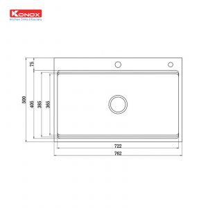 Chau rua bat Workstation Sink – Topmount Sink KN7650TS ban ve