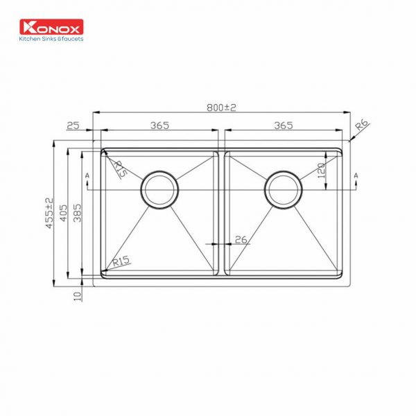 Chau rua bat Workstation Sink – Undermount Sink KN8046DUB ban ve 1024x1024 1