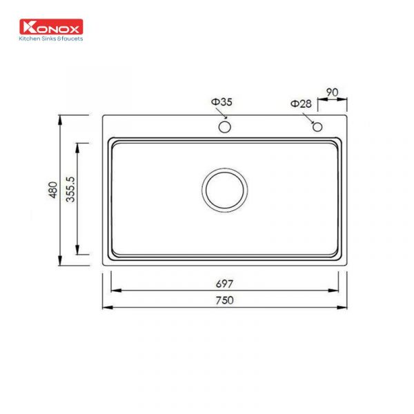 Chau rua bat Overmount Sink KN7548SO ban ve 800x800 1